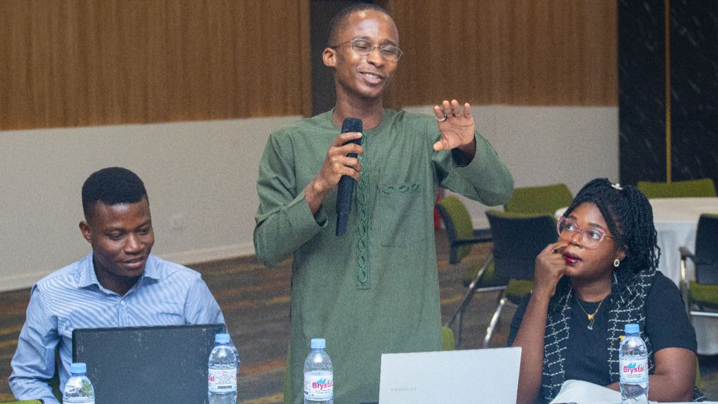 A group of young leaders and civic activists seated in a training hall at YIAGA Africa’s Community Organising School in Abuja, engaging in discussions on leadership, governance, and community change. [X, formerly Twitter/YIAGA Africa]