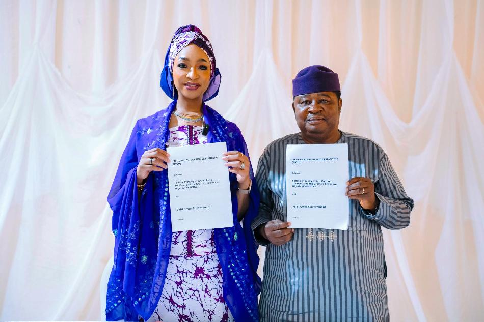 Culture Minister Hannatu Musawa and Rasaki Ojo Bakare, Commissioner for Arts, Culture and the Creative Economy, Ekiti State.